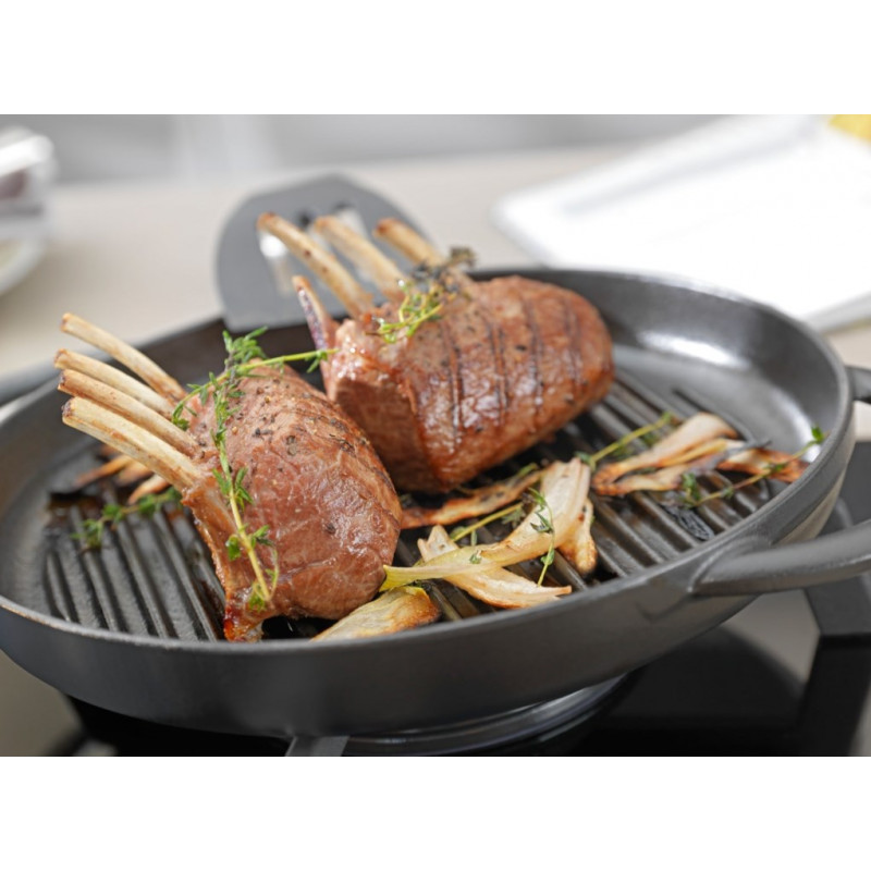 Grelhador redondo de ferro fundido com duas pegas STAUB 40509-522-0 - grafite 26 cm