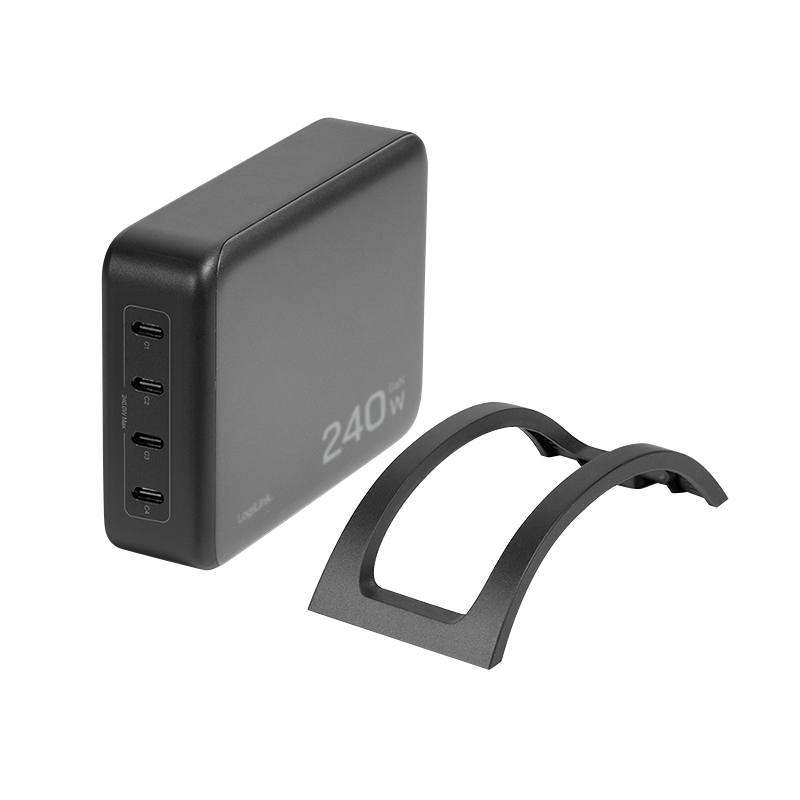 Carregador de secretária Logilink USB-C, 240 W, GaN, 4 portas, 4x USB-C (PD), preto