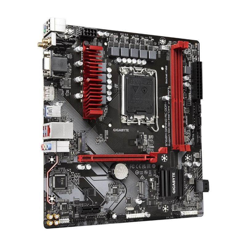 GIGABYTE B760M GAMING AC DDR4 placa-mãe, Intel Core 14.ª ger., VRM 6+2+1 fases, DDR4 até 5333 MHz (OC), 2x M.2 PCIe 4.0, Wi-Fi 802.11ac, LAN 2,5GbE