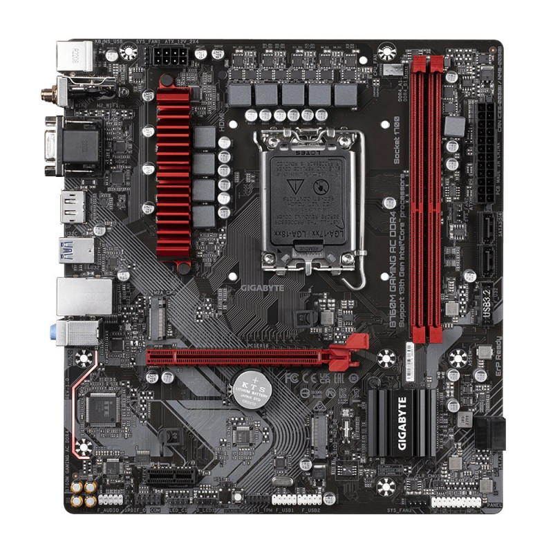 GIGABYTE B760M GAMING AC DDR4 placa-mãe, Intel Core 14.ª ger., VRM 6+2+1 fases, DDR4 até 5333 MHz (OC), 2x M.2 PCIe 4.0, Wi-Fi 802.11ac, LAN 2,5GbE