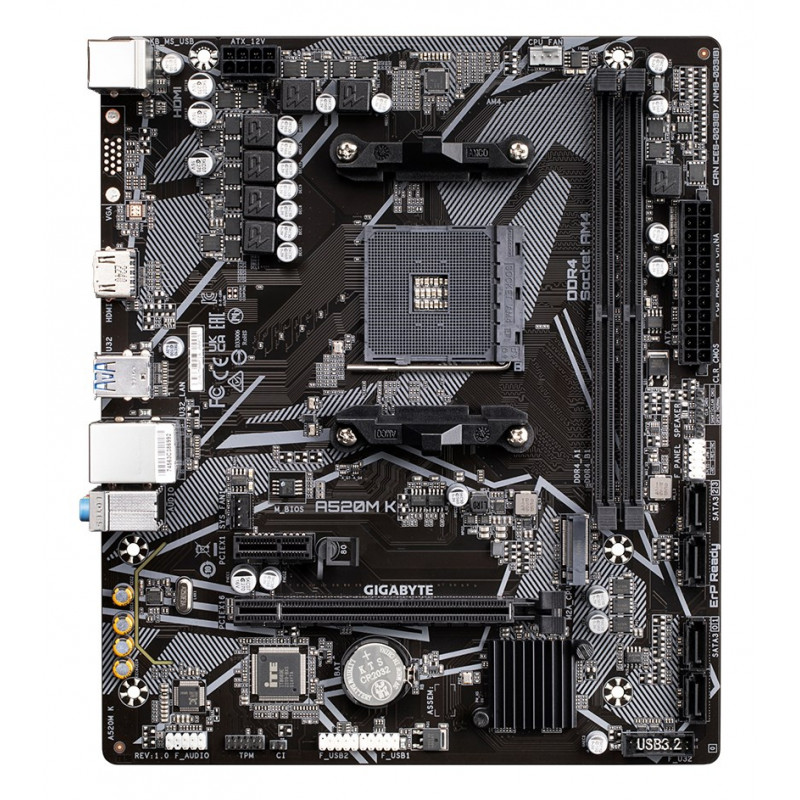Gigabyte A520M K placa-mãe, AMD A520, AM4, mATX
