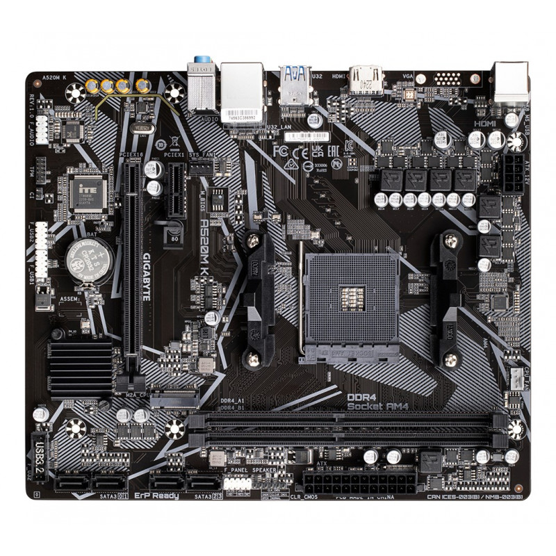 Gigabyte A520M K placa-mãe, AMD A520, AM4, mATX