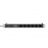 PDU para rack 19 polegadas Digitus DN-95432, 6x Schuko, cabo de 2 m, ficha Schuko, 16 A, proteção contra sobretensão e filtro