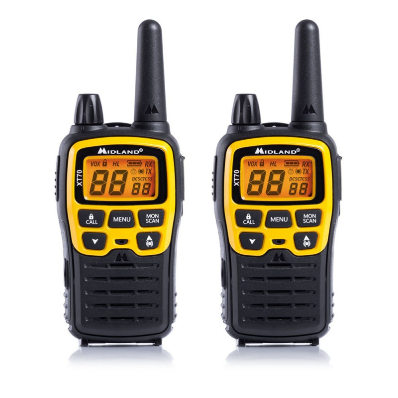 Midland XT70 Adventure rádio, 93 canais, 433,075 - 446,09375 MHz, preto/amarelo