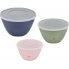 Emsa Prep & Bake conjunto de taças de mistura com tampa, 3 peças, colorido