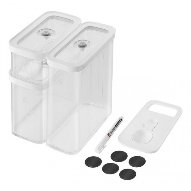 Recipientes retangulares ZWILLING 1026082 para alimentos, 5,4 l, transparente/branco, 5 unid.