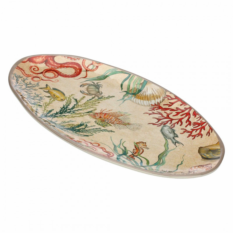 Travessa oval de melamina ROSE&TULIPANI SEA LIFE 52 x 30 cm