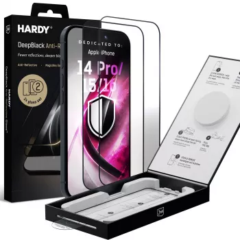 Película de proteção de ecrã de vidro antirreflexo 3mk DeepBlack para Apple iPhone 14 Pro / 15 / 16