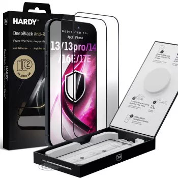 Película de proteção de ecrã de vidro antirreflexo 3mk DeepBlack para Apple iPhone 13 / 13 Pro / 14 / 16e / 17e