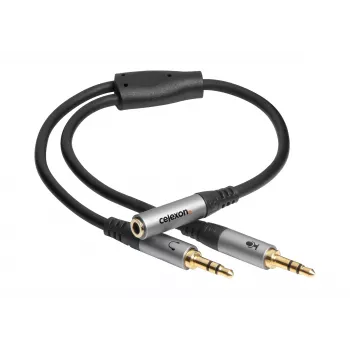 Adaptador de áudio celexon Professional 2x jack estéreo, M/F