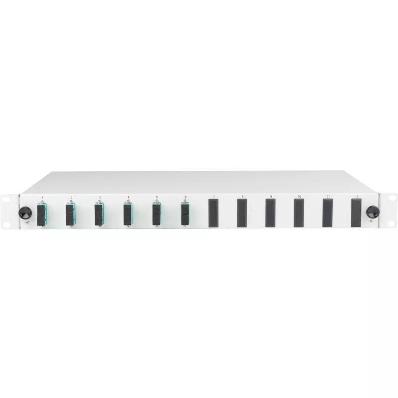 Caixa de fusão EFB Elektronik extensível SC 50/125 µm OM3, 12 pigtails, 6 acopladores