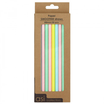 Asi Collection palhinhas de papel para smoothie, Ø8 mm, 21 cm, 20 unid.