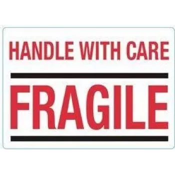 rillprint etiquetas de aviso HANDLE WITH CARE / FRAGILE, adesão permanente, branco/vermelho