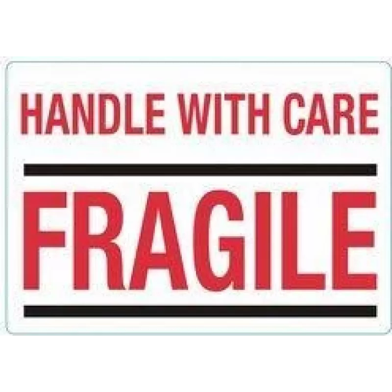 rillprint etiquetas de aviso HANDLE WITH CARE / FRAGILE, adesão permanente, branco/vermelho
