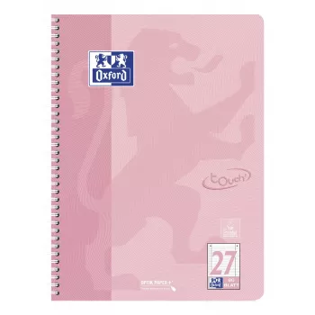 Bloco de apontamentos Oxford Touch Pastel, DIN A4+, pautado (pauta 27), 80 folhas, Optik Paper, 4 furos