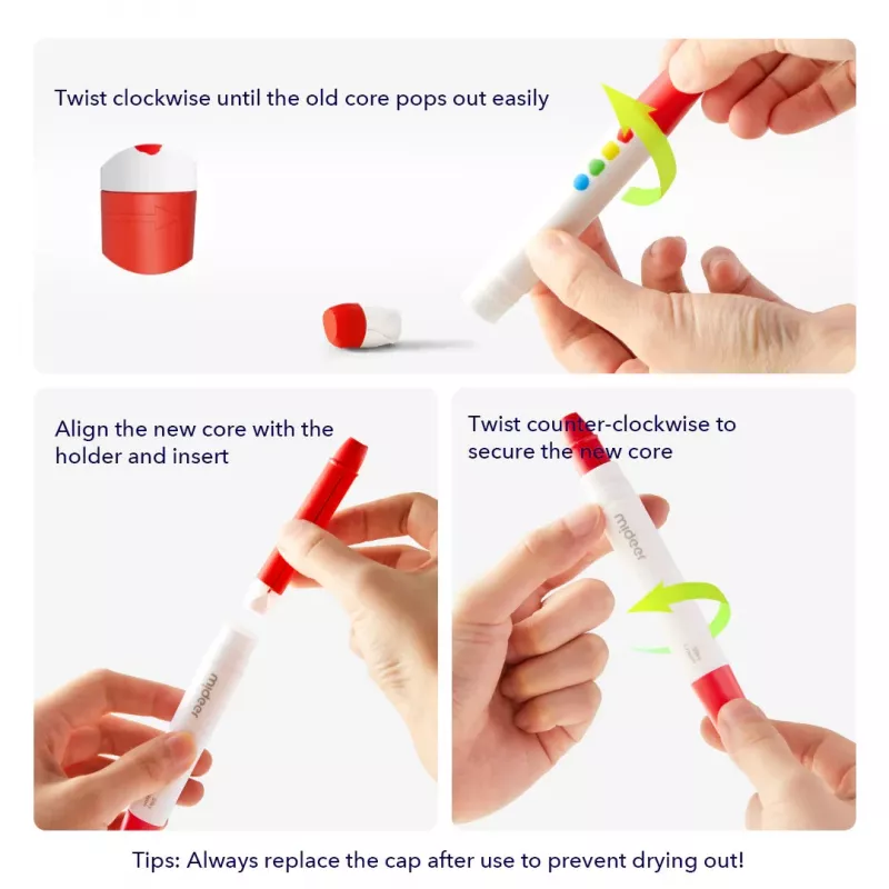 Recargas de lápis de cera Silky Crayons Mideer, macios e laváveis, 12 unid.