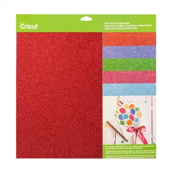 Amostra de cartão com glitter Cricut 30 x 30 cm, 10 folhas, Brights (P)