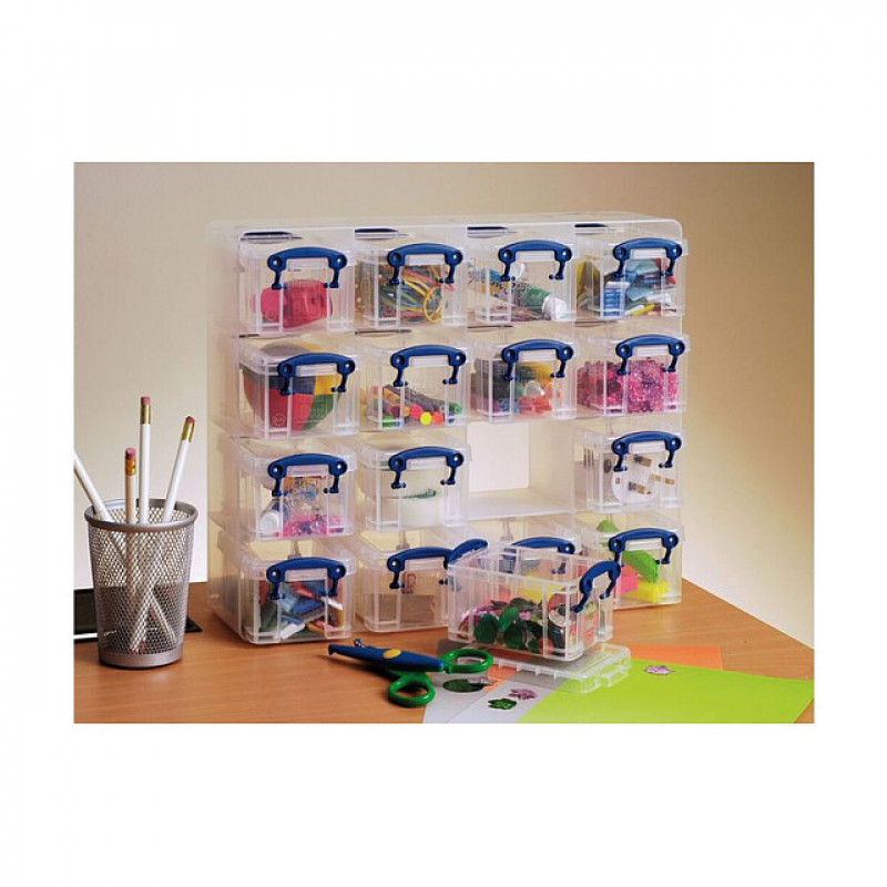 Caixa de arrumação Really Useful Box com 16x caixas de 0,3 l, 37,5 x 12,5 x 31,0 cm, transparente