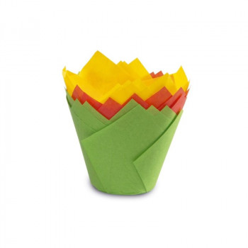 Forminhas de papel para muffins em forma de tulipa Guardini 12 unid. coloridas Easy Bake Ø 7,5 x 8 cm