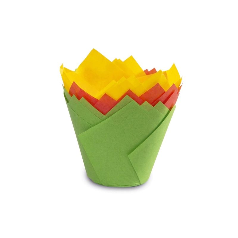 Forminhas de papel para muffins em forma de tulipa Guardini 12 unid. coloridas Easy Bake Ø 7,5 x 8 cm