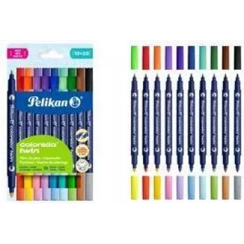Marcadores Pelikan Colorella Twin cores sortidas, 10 unid.