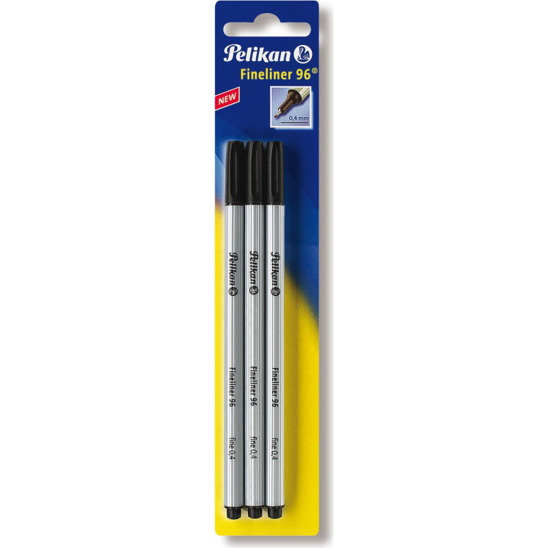 Caneta fineliner Pelikan 96, preto, ponta revestida a metal, tinta indelével resistente à luz