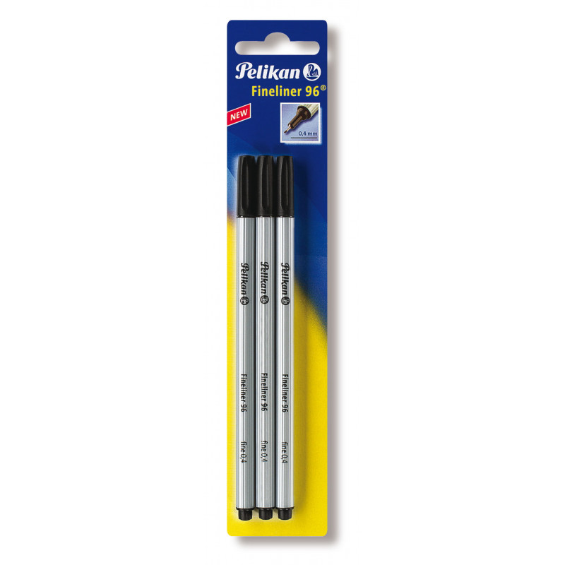 Caneta fineliner Pelikan 96, preto, ponta revestida a metal, tinta indelével resistente à luz
