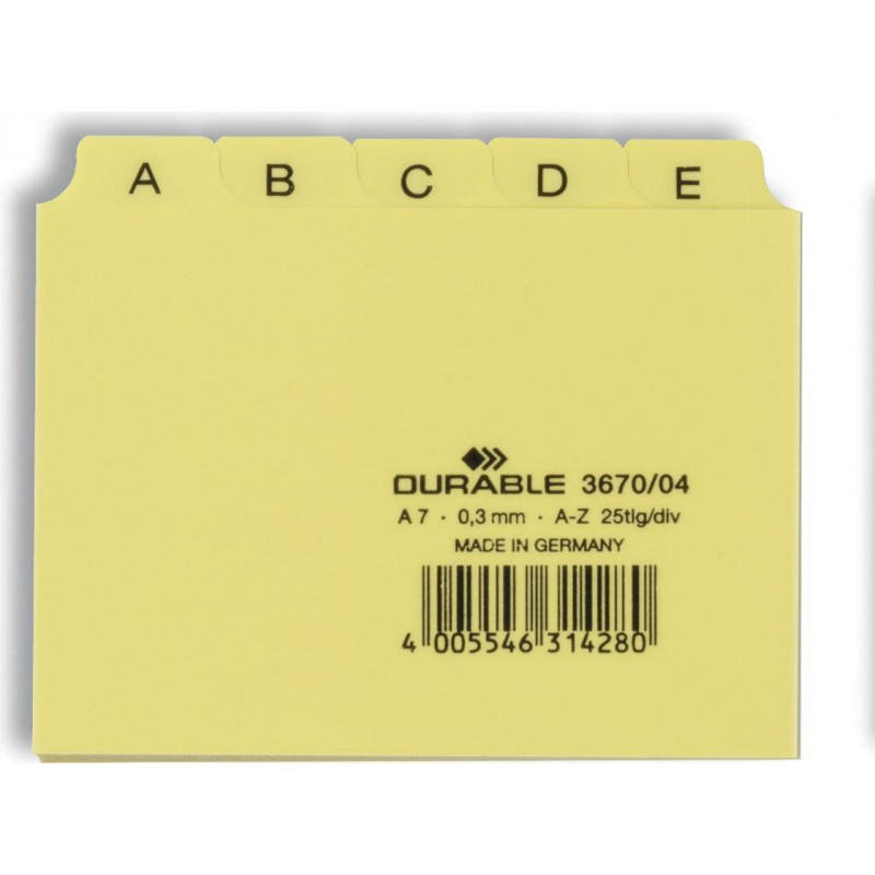 Separadores A-Z Durable para fichários A7, PP gofrado, amarelo
