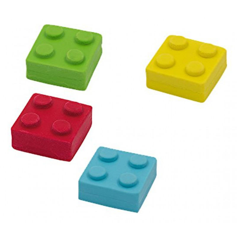 Borracha em bloco WEDO Bricky, 4 cores, com caixa organizadora, 18 unid.