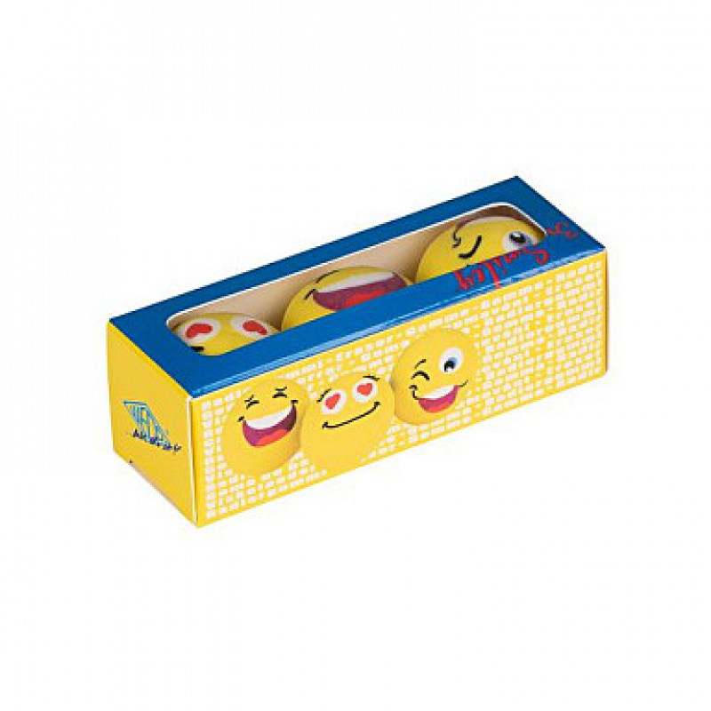 Borracha WEDO SMILEY, amarela, 3 designs numa caixa