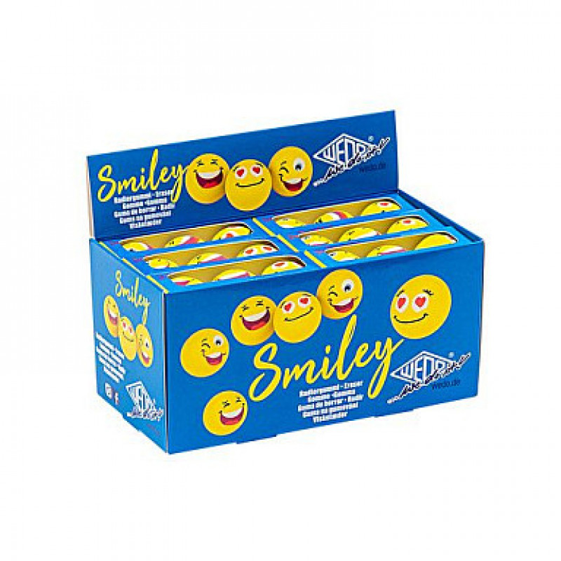 Borracha WEDO SMILEY, amarela, 3 designs numa caixa