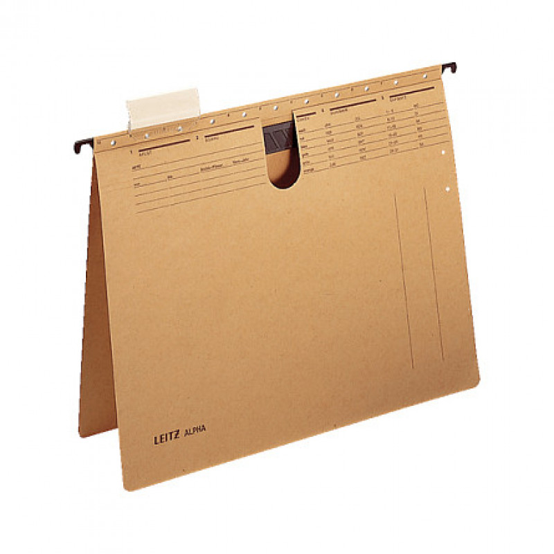 Arquivo suspenso Leitz Alpha 1989-00-00 A4, cartão kraft 250 g, castanho natural, 25 unid.