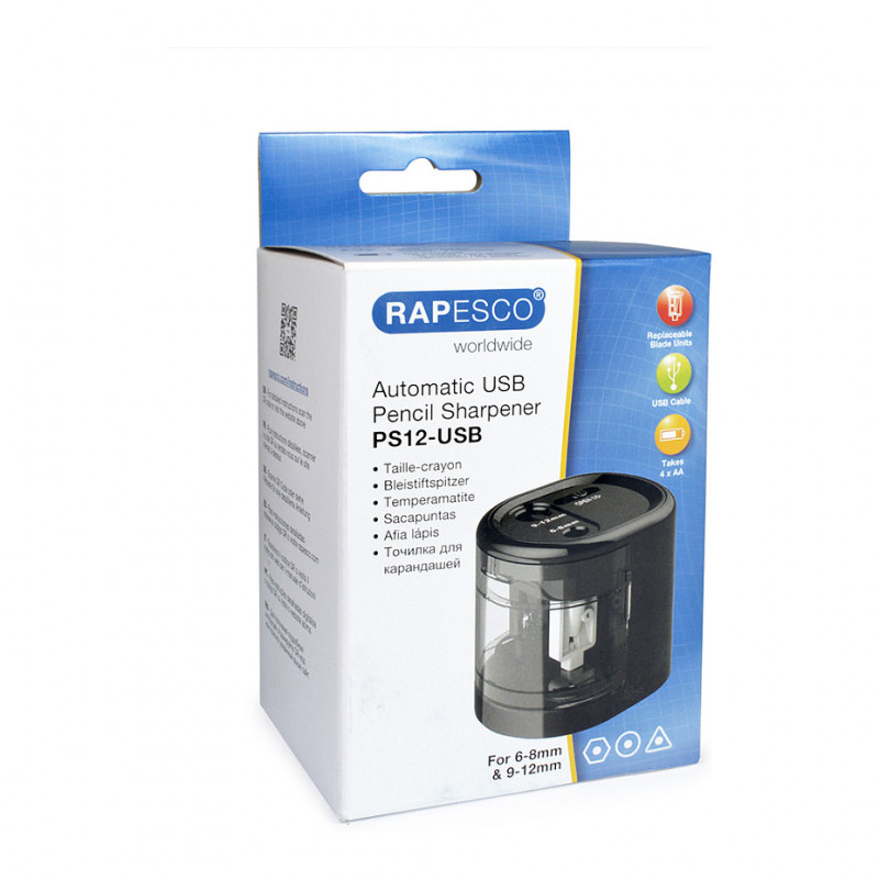 RAPESCO® afia-lápis elétrico preto/transparente
