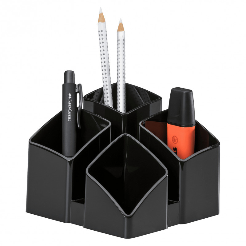 HAN porta-canetas SCALA preto poliestireno 4 compartimentos 12,5 x 12,5 x 10,0 cm