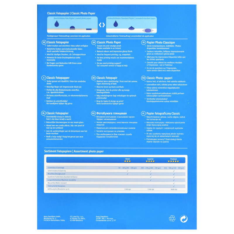 Avery Zweckform Everyday 2496 papel fotográfico A4, 180 g/m², branco, 100 folhas