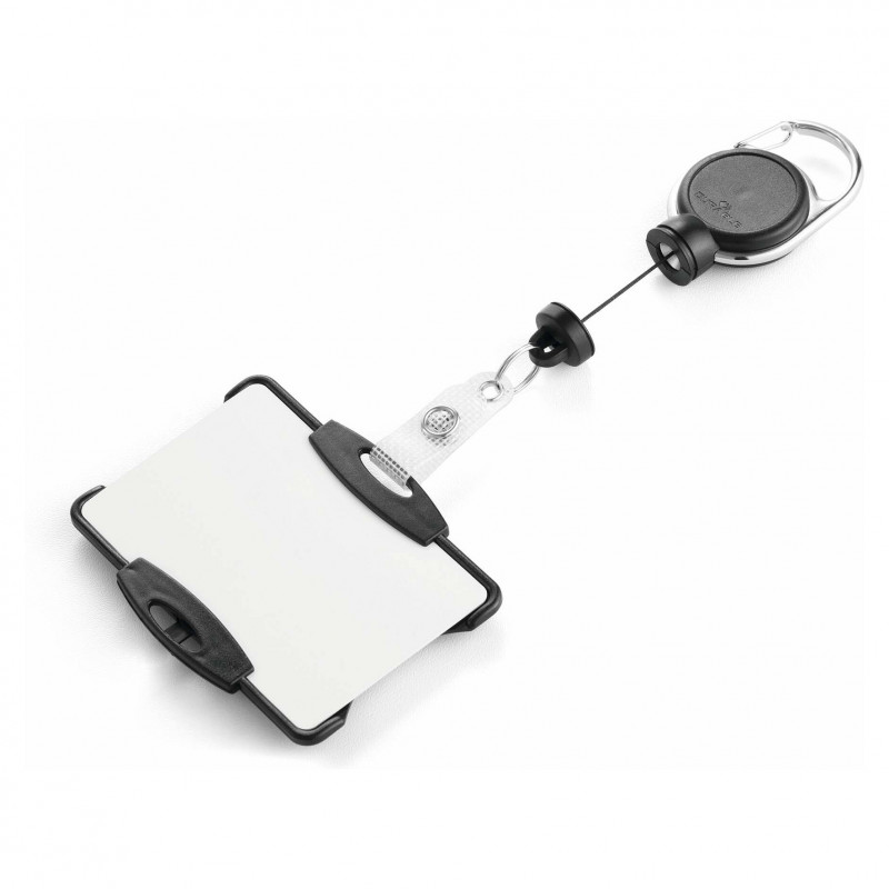DURABLE porta-cartões com fio retrátil EXTRA FORTE para 1 cartão, preto (868901)