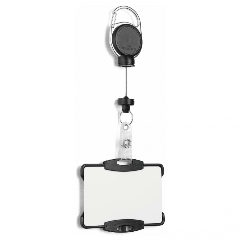 DURABLE porta-cartões com fio retrátil EXTRA FORTE para 1 cartão, preto (868901)