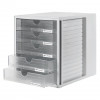 HAN 1450-63 Caixa de Gavetas DIN C4, 5 Gavetas Fechadas, Cinzento Claro Transparente, 27,5 x 33,0 x 32,0 cm