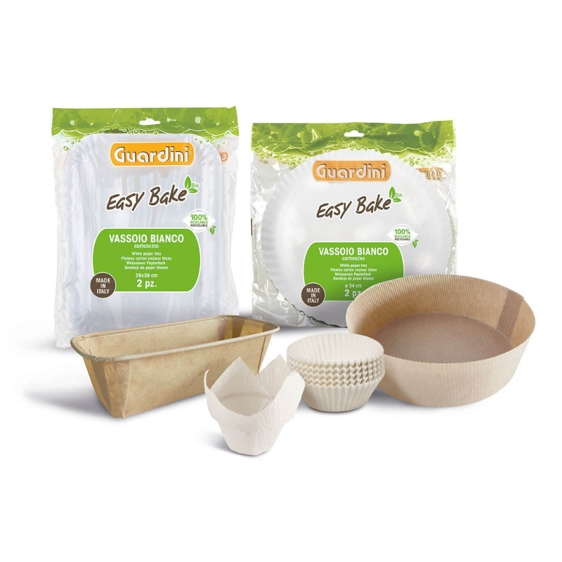 Guardini tabuleiros de papel branco conjunto de 3 Easy Bake Bio Ø23cm