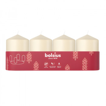 Bolsius velas cilíndricas Ø60x40 mm, creme, 4 unid.