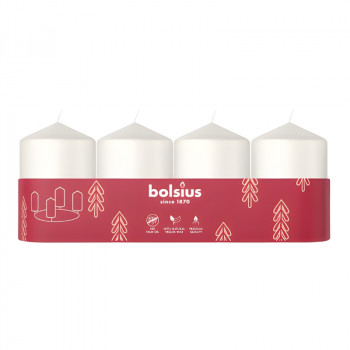 Bolsius velas cilíndricas Ø60x40 mm, branco, 4 unid.