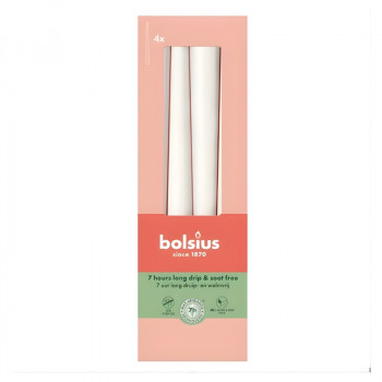 Bolsius Velas de mesa 245/24 mm, branco, 4 unid.