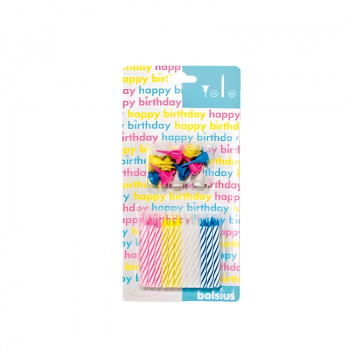 Bolsius Velas de bolo de aniversário com suportes, 12 unid., multicolor