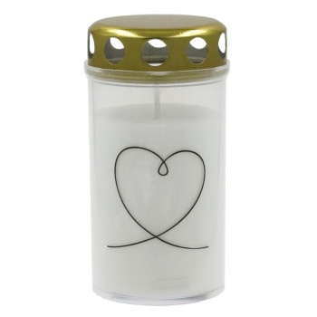 Candela Vela de cemitério com tampa 5,6x11,5cm, duração ~40h, branco com impressão mista