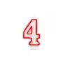 Papstar Vela número «4», 7,3 cm, branco/vermelho