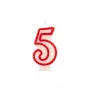 Papstar Vela número «5», 7,3 cm, branco/vermelho