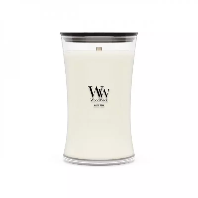 Vela WoodWick White Teak, grande, 610 g