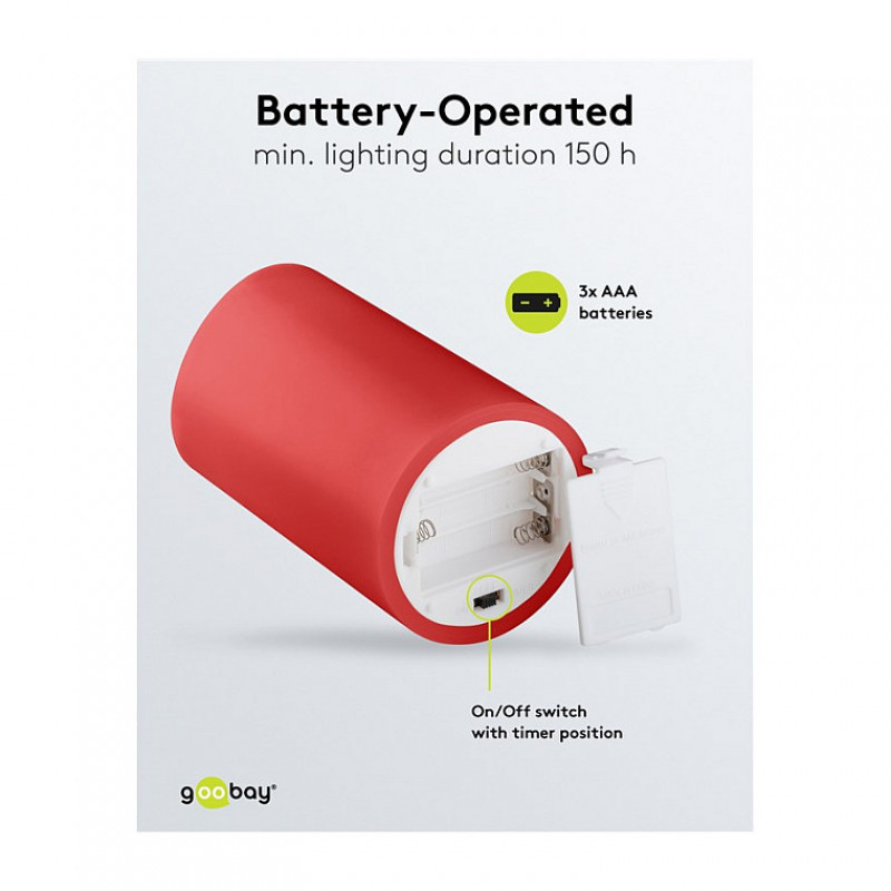 Goobay Velas de cera LED, 10 cm, vermelho