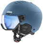 Capacete de esqui UVEX Wanted Visor, pedra/azul, 58-61