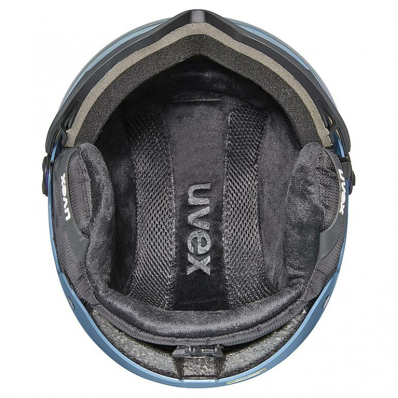 Capacete de esqui UVEX Wanted Visor, pedra/azul, 58-61
